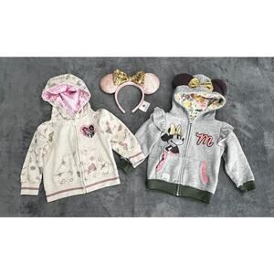 Disney Minnie Mouse 3T 2-Sweaters, Minnie Ear Headband Princess Faces